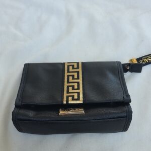 Versace Black and Gold Patterned Pouch